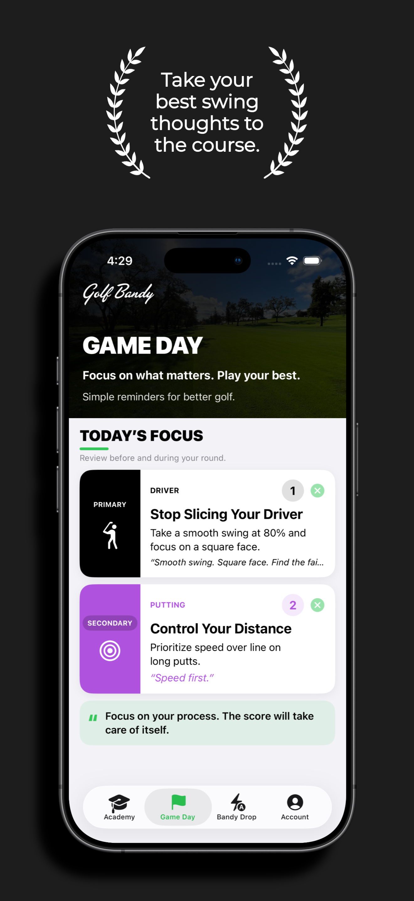 Golf Bandy Game Day screen